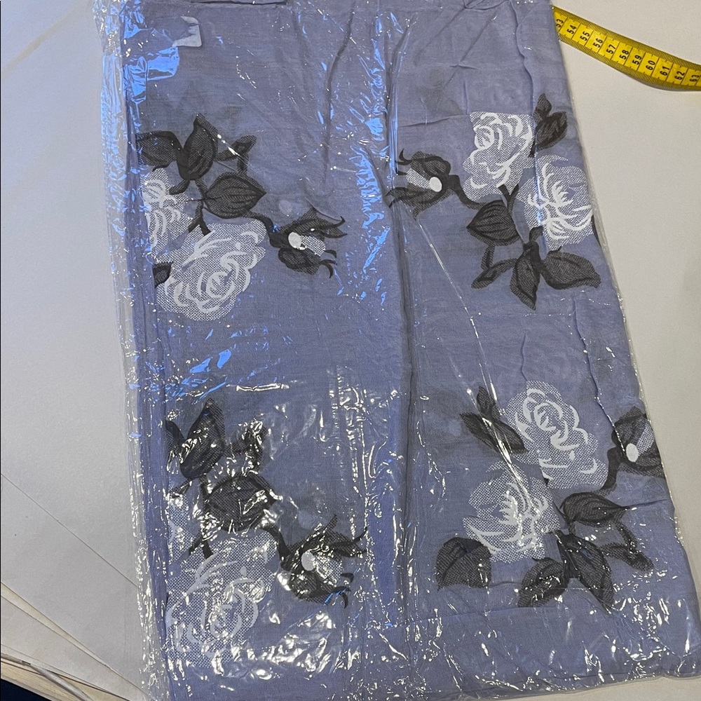 Floral Sheer Wrap with purple & Roses 100% viscose 26x72 oversized scarf